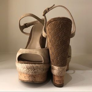Gucci Guccisima suede peep toe espadrilles